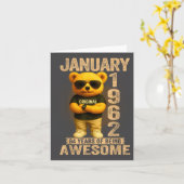 64 Year Old January 1962 Teddy Bear 64th Birthday  カード (黄色い花)
