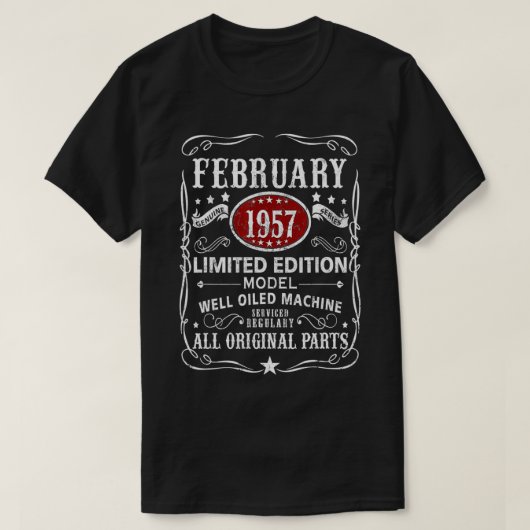 64 Years Old 64th Birthday Decoration February 195 Tシャツ (デザイン正面)