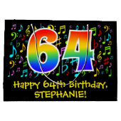 64th誕生日-カラフル Music Symbols, Rainbow 64 ラージペーパーバッグ (裏面)