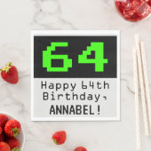 64th誕生日 – ネルディ/オタク系のスタイル「64」と名前 スタンダードランチョンナプキン (インサイチュ)