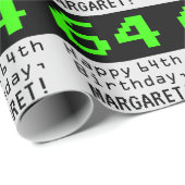 64th誕生日- Nerdy / オタク系のスタイル"64"と名前 ラッピングペーパー (ロールコーナー)