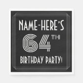 64th Birthday Party:アールデコスタイル+名前をカスタムする スタンダードランチョンナプキン (正面)