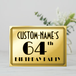 64th Birthday Party —アールデコ検索「64」 +名前 箔招待状