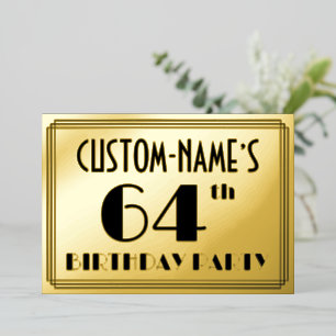 64th Birthday Party —アールデコ検索「64」 +名前 箔招待状