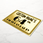 64th Birthday Party —アールデコ検索「64」 +名前 箔招待状 (回転した状態)