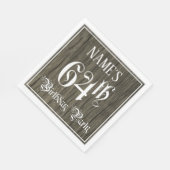 64th Birthday Party — ファンシー Script, フェイク Wood Look スタンダードランチョンナプキン (角)