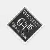 64th Birthday Party — Fancy Script + Custom Name スタンダードランチョンナプキン (角)