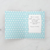 65お誕生日ケーキオンブルーティール（緑がかった色）ドット付き カード (内部)