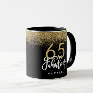 65と素晴らしいブラック金ゴールドグリッター誕生日  マグカップ