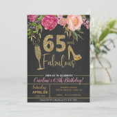 65と素晴らしい大人の女性の誕生日の招待。 招待状 (スタンド正面)