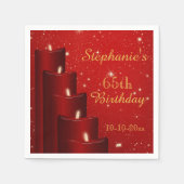 65エレガントth誕生日ろうそく輝き スタンダードカクテルナプキン (正面)