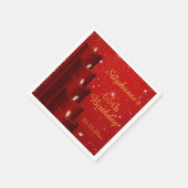 65エレガントth誕生日ろうそく輝き スタンダードカクテルナプキン (角)