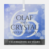 65エレガントth Blue Sapphire 結婚's Anniversary ガラスオーナメント (正面)