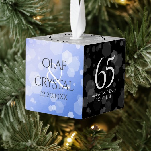 65エレガントth Blue Sapphire 結婚's Anniversary キューブオーナメント (ツリー)