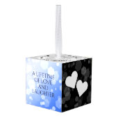 65エレガントth Blue Sapphire 結婚's Anniversary キューブオーナメント (裏面アングル)