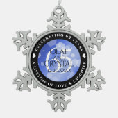 65エレガントth Blue Sapphire 結婚's Anniversary スノーフレークピューターオーナメント (正面)