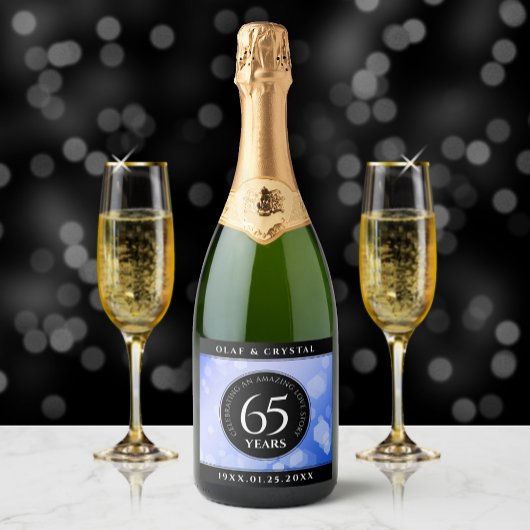 65エレガントth Blue Sapphire 結婚's Anniversary スパークリングワインラベル