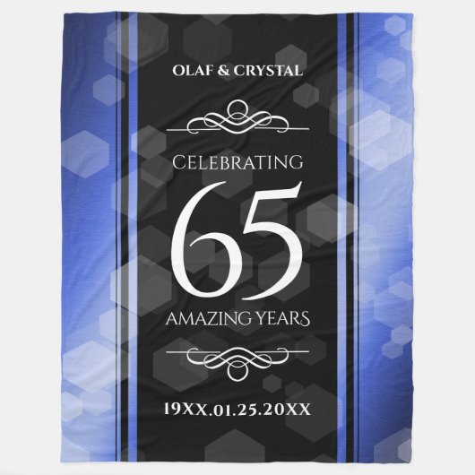 65エレガントth Blue Sapphire 結婚's Anniversary フリースブランケット (正面)