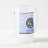 65エレガントth Blue Sapphire 結婚's Anniversary フロストグラスビールジョッキ (正面右)