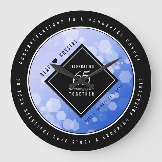 65エレガントth Blue Sapphire 結婚's Anniversary ラージ壁時計 (正面)