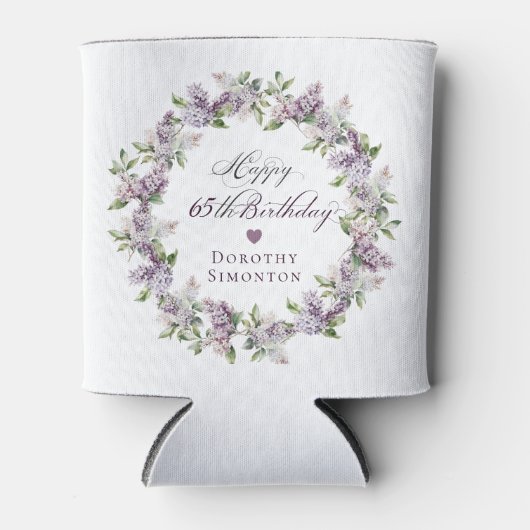 65カスタム番目誕生日紫薄紫春花 缶クーラー (正面)