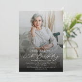 65モダンエレガントth Birthday Party写真 招待状 (スタンド正面)