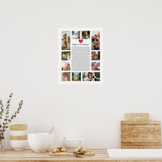 65件の私たちはあなたについての愛ハートフォトモンタージュ ポスター (キッチン)