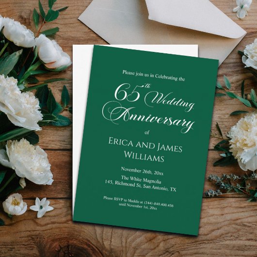 65周年ブルーサファイア結婚記念日エレガント 招待状