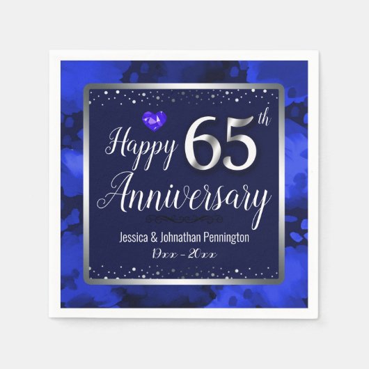 65周年結婚を迎える スタンダードカクテルナプキン (正面)