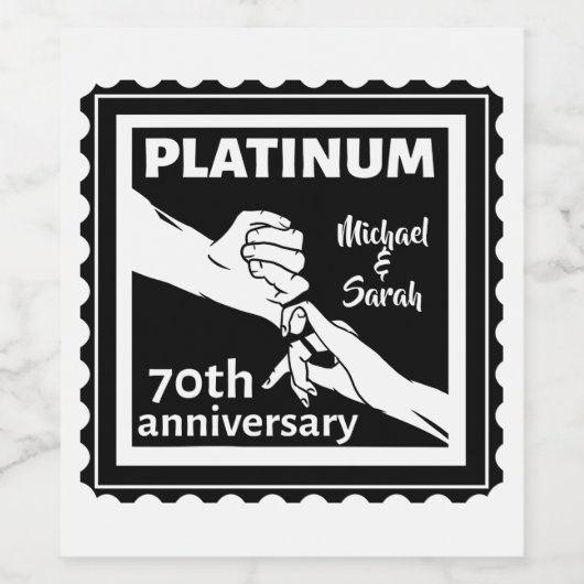 65周年結婚ブルーサファイア伝統的 ワインラベル (シングルラベル)