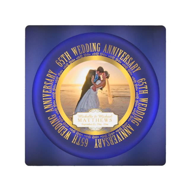 65周年結婚記念写真記念日 メタルプリント (正面)