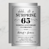 65周年結婚記念日のサプライズ - シルバー ブラック 招待状 (正面/裏面)