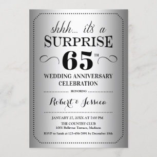 65周年結婚記念日のサプライズ - シルバー ブラック 招待状