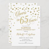 65周年結婚記念日のサプライズ - 白と金 招待状 (正面/裏面)