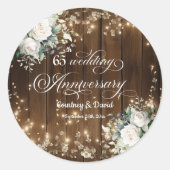 65周年結婚記念日のラスティックストリングライト ラウンドシール (正面)