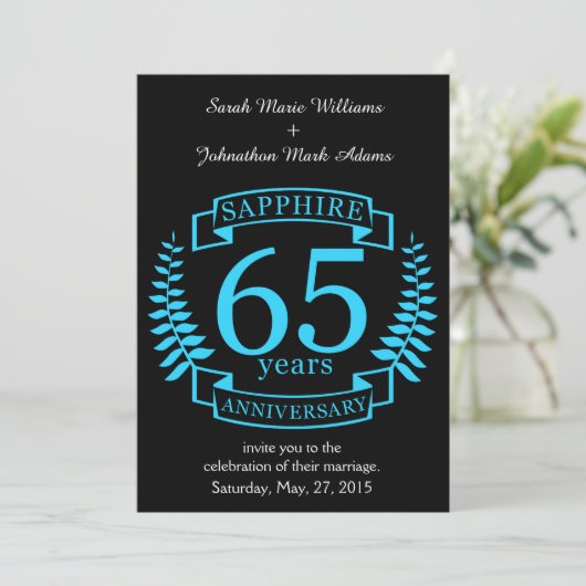 65周年結婚記念日 サファイア 招待状 (スタンド正面)