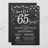 65周年結婚記念日 黒板 ブラック シルバー 招待状 (正面/裏面)