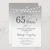 65周年結婚 – シルバーホワイト 招待状 (正面/裏面)