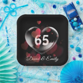 65周年記念ハートバブル赤いハート ペーパープレート (パーティー)