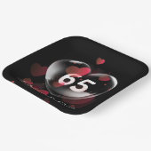 65周年記念ハートバブル赤いハート ペーパープレート (傾斜あり)