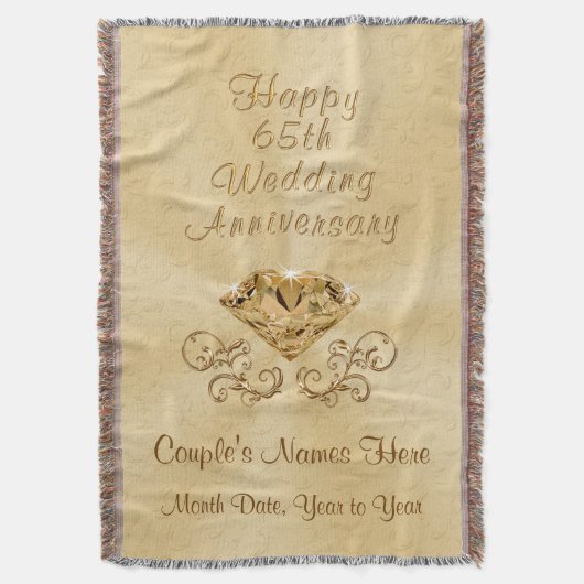 65周年記念パーソナライズされた贈り物アイディア スローブランケット (正面縦)