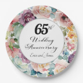 65周年記念結婚のスクリプエレガントトフローラ ペーパープレート (正面)