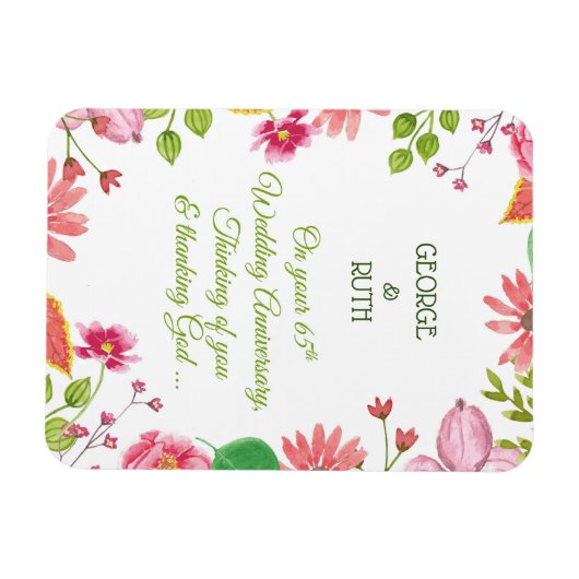 65周年記念結婚の花 マグネット (横)