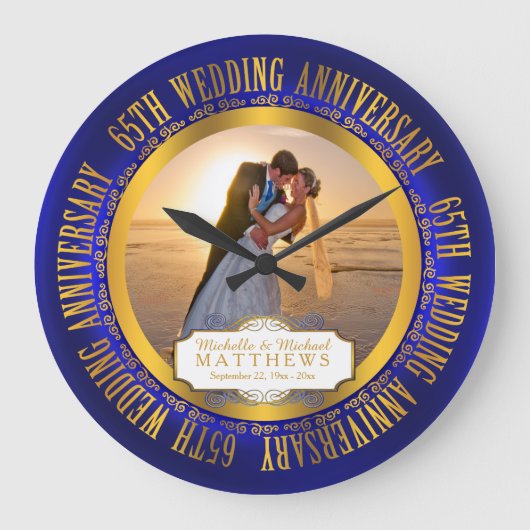 65周年記念結婚写真記念 ラージ壁時計 (正面)