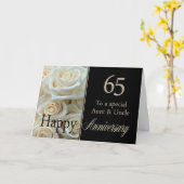 65周年記念結婚叔母と伯父ピンクのバラ カード (黄色い花)