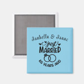 65周年記念結婚名前をカスタムするスカイブルー マグネット (正面/裏面)