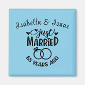 65周年記念結婚名前をカスタムするスカイブルー マグネット (正面)