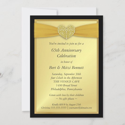 65周年記念 - 偽ポケット - オーダーメイド招待状 招待状 (裏面)