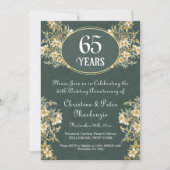 65周年青いサファイアの結婚記念日 豊かな花 招待状 (正面)