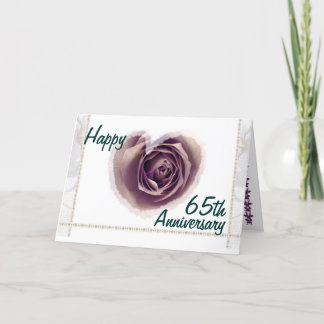 65周年 結婚記念日おめでとう - 紫のバラのハート カード